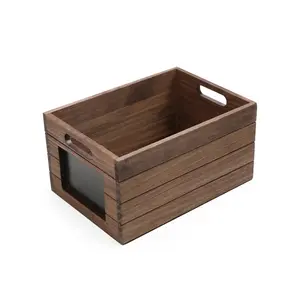 Wood Storage Crate Chalkboard Labeling Decorative Organizer