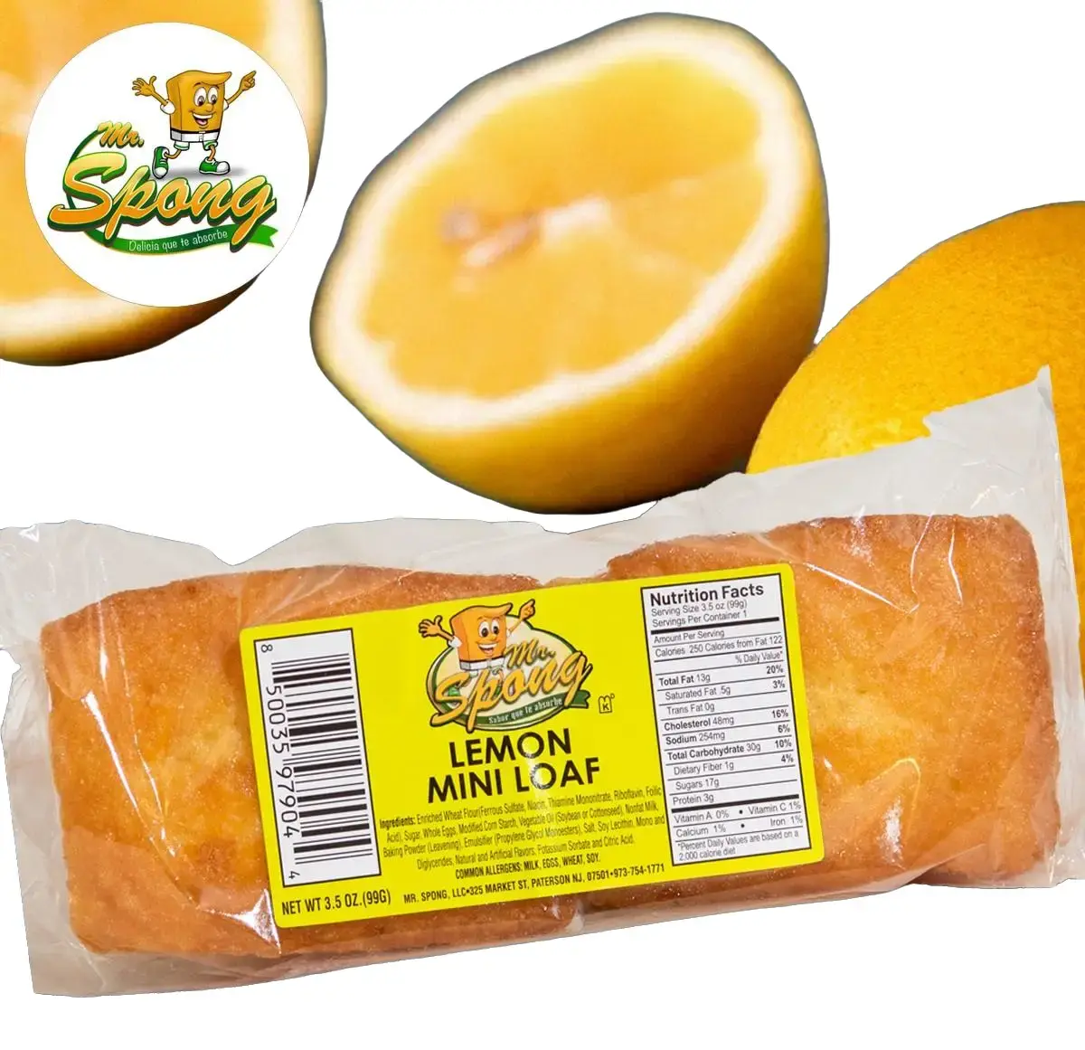 Mr. Spong Mini Lemon Loaf Cakes - Sweet Snack Cakes 3.5 oz - Perfect for Sweet Treats with Lemon Flavor - Bite-Sized Delight