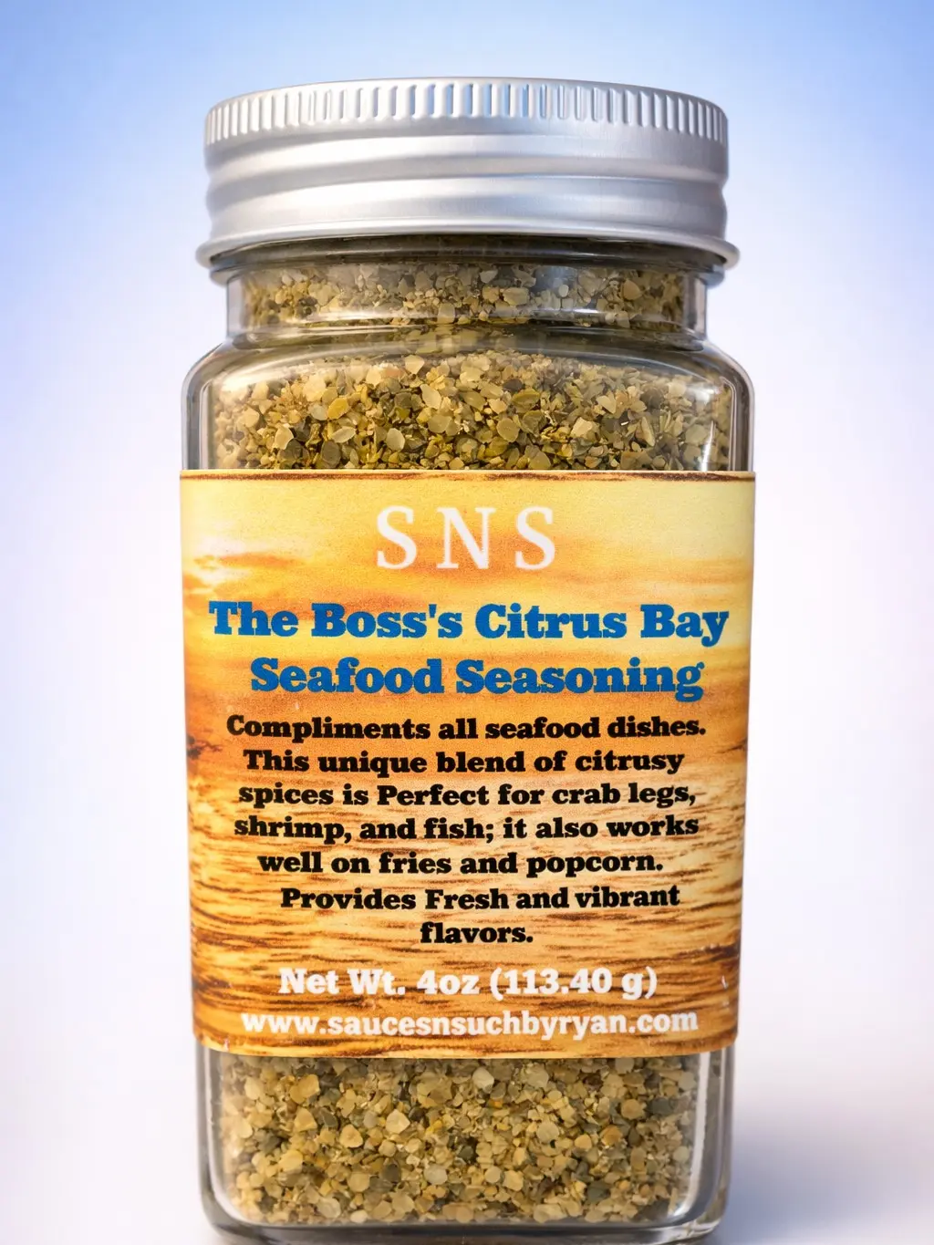 SNS The Boss's Citrus Bay Seafood Seasoning 4oz Shaker - Perfect for Crab Legs Shrimp & Fish - Fresh Vibrant Flavors US Made