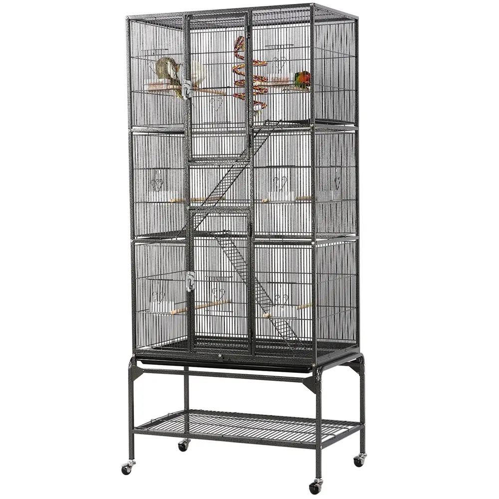 Costoffs 69 Inch Extra Large Bird Cage, Rolling Metal Parrot Cage with Detachable Stand, for African Grey, Cockatiels, Parakeets & Small Birds