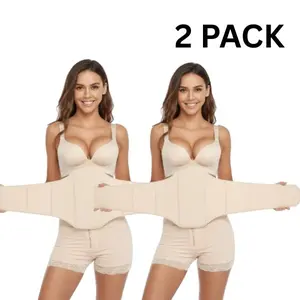 360° Lipo Foam Ab Board – Post Surgery Abdominal Compression Belly Wrap (2 Pack, Beige, One Size)