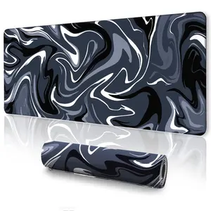 UJoowalk Abstract Fluid Marbled Gaming Mousepad, Big Desk Mat, Mousepad, Computer Mat for Desk, XL Mouse pad, Large Mouse Pad for Desk, 31.5 x 11.8 in Office Supplies Accessories - Black White