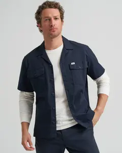 Men's Short Sleeve Relaxed Fit Button Down Workshirt - Rebel Navy