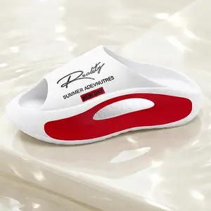 Men's Slippers – Stylish Letter Print Streetwear Flip Flops for Couples, Non-Slip Massage Insoles for Beach, Home & Outdoor Daily Use  Boy Footwear Walking Shoes Flipflop