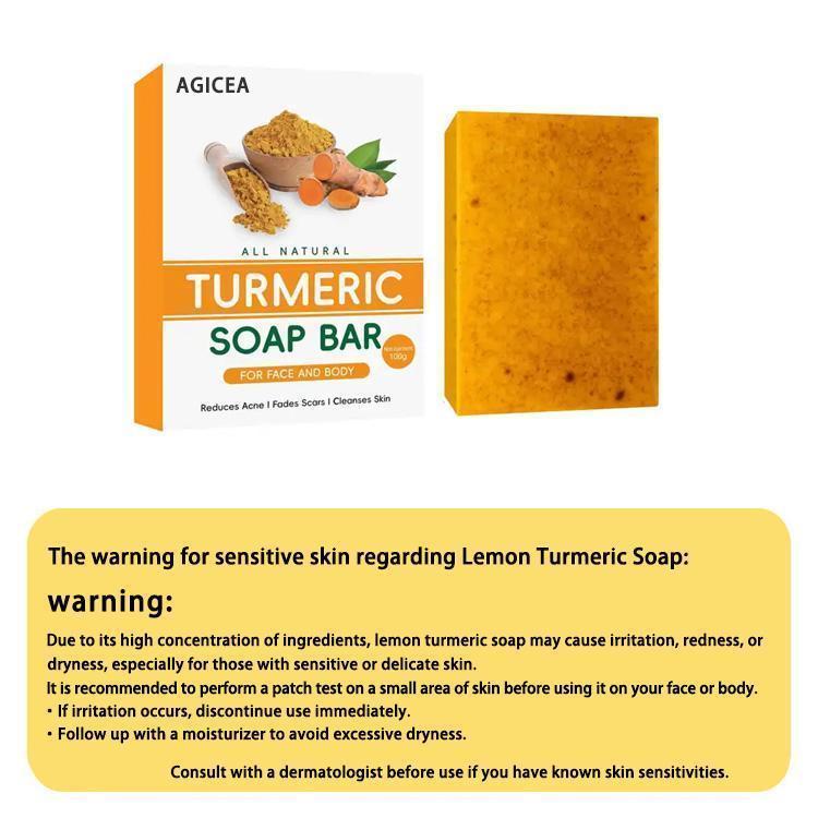 AGICEA Turmeric Face Soap for Radiant Skin - Turmeric Blend for Cleansing & Body Care - Natural Ingredients like Palm Oil & Goat's Milk - Ideal for All Skin Types