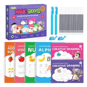 Leven Magic Grooved Writing Practice Books for Kids – 2026 Ultimate Handwriting Set with Reusable Copybooks, Tracing, Numbers, Letters & Math, Plus Disappearing Ink for Preschool Learning - 6 Large Workbooks (Ages 3 - 10 Boy Girl Gift)