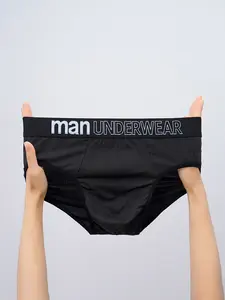 6-pack men's breathable stretch underwear, blended fabric of polyester and spandex, available in multiple colors. The waistband features a stylish letter print design, with a comfortable fit perfect for daily casual wear.