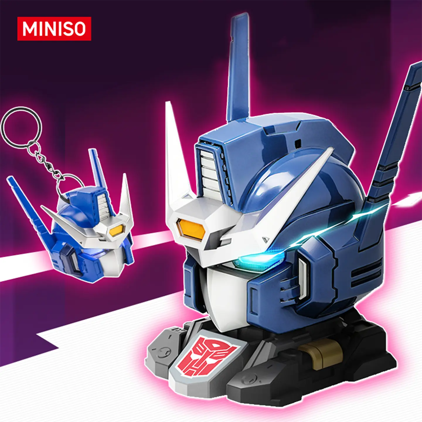Miniso x Transformers AAP Series Collectible Bust Statue with Light-Up LED, Miniature Desk Decor & Birthday Gift for Fans, Miniatures
