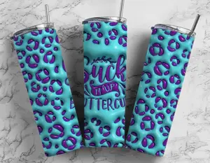 Suck it up buttercup blue and purple leopard puffy 20 oz tumbler Bottle Drinkware
