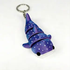 Holday Haul 3D Printed Starry Sky SharkKeychain Realistic Ombre Shark Keyring-Flexible Joints Whale SharkPendant,Gradient Oceanic Animal WhaleShark Charm with Keyring Matte Blue PurpleWhale Ornaments Women Men Bag HangingDecoration Backpack Accessories Gi