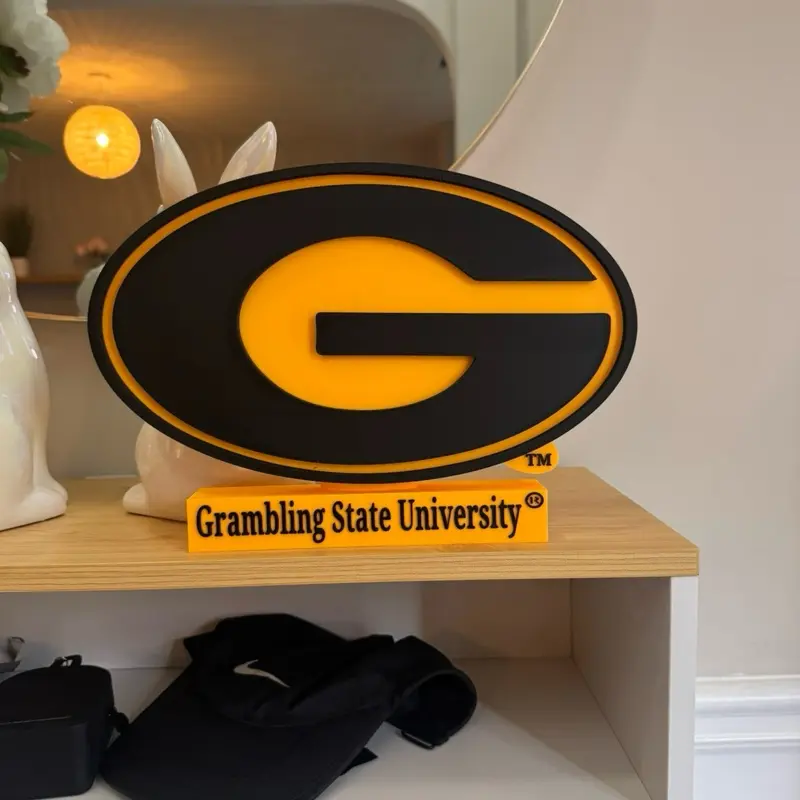 Grambling State University 3D Printed Desktop Sign Bold G Lettering 8.75x12 Inches Lightweight Durable PLA Material