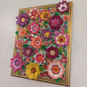 Large Flower Multi Media Portrait 12x20 Inches Perler Beads Artistic Wall Decor Room Ornaments Creative Personalized Artistic Print