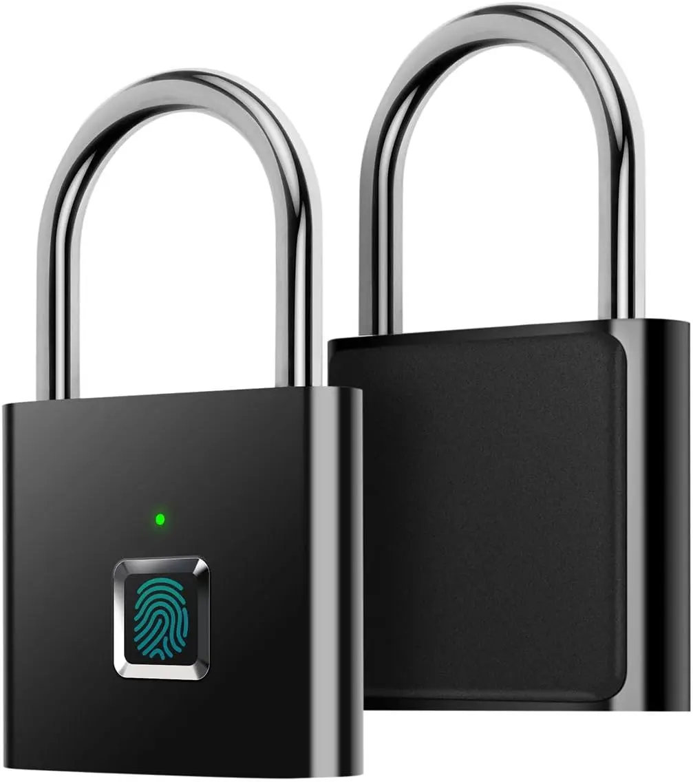Smart Fingerprint Padlock, One Second Unlock Security Door Lock, IP54 Waterproof, Ultra Light One Touch Open Fingerprint Lock with USB Charging for Gym, Sports,  Locker,Fence