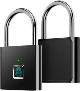 Smart Fingerprint Padlock, One Second Unlock Security Door Lock, IP54 Waterproof, Ultra Light One Touch Open Fingerprint Lock with USB Charging for Gym, Sports,  Locker,Fence