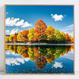 Landscape Trees Pattern DIY Diamond Arts Colorful Painting Kit without Frame, 5D Diamond Decor Painting by Numbers Kit, DIY Wall Art Decor, Diamond Painting Kits