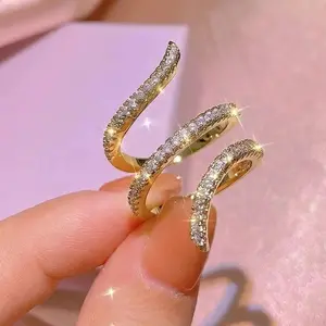 Trendy Exquisite Spiral Wrap Ring for Women Multilayer Sparkly Crystal Zircon Finger Ring Summer Festival Boho Statement Jewelry
