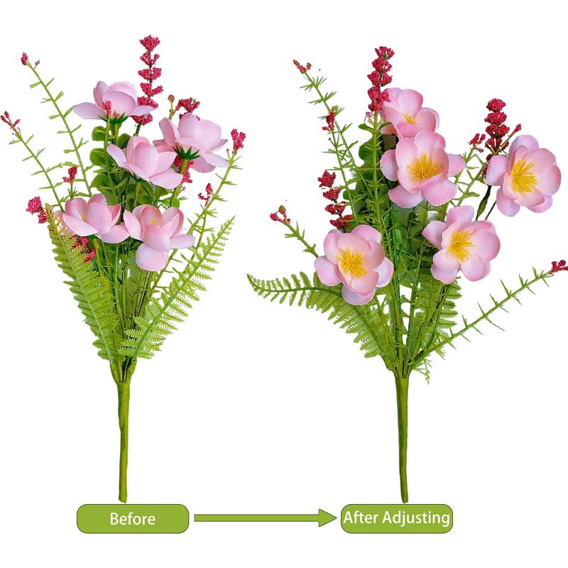 4pcs Artificial Peach Blossoms, DIY Faux Floral Bouquets for Valentine’s Day Gifts & Decor, Spring Table Centerpiece, Wedding, Party, Romantic Home Arrangements