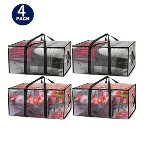 Moving Bag, 4 Counts/set Durable Zipper Storage Bag with Handle, Large Capacity Storage Organizer for Home & Office & Dormitory