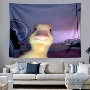 Cute Duck Pattern Tapestry, Wall Tapestries, 1 Count Multi-size Lovely Colorful Funny Wall Hanging Decor, Wall Art for Home Living Room Bedroom Dormitory Office, Tapestry Wall Mural