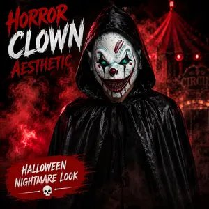 Bloody Clown Halloween Mask, Creepy Horror Cosplay Costume for Adults