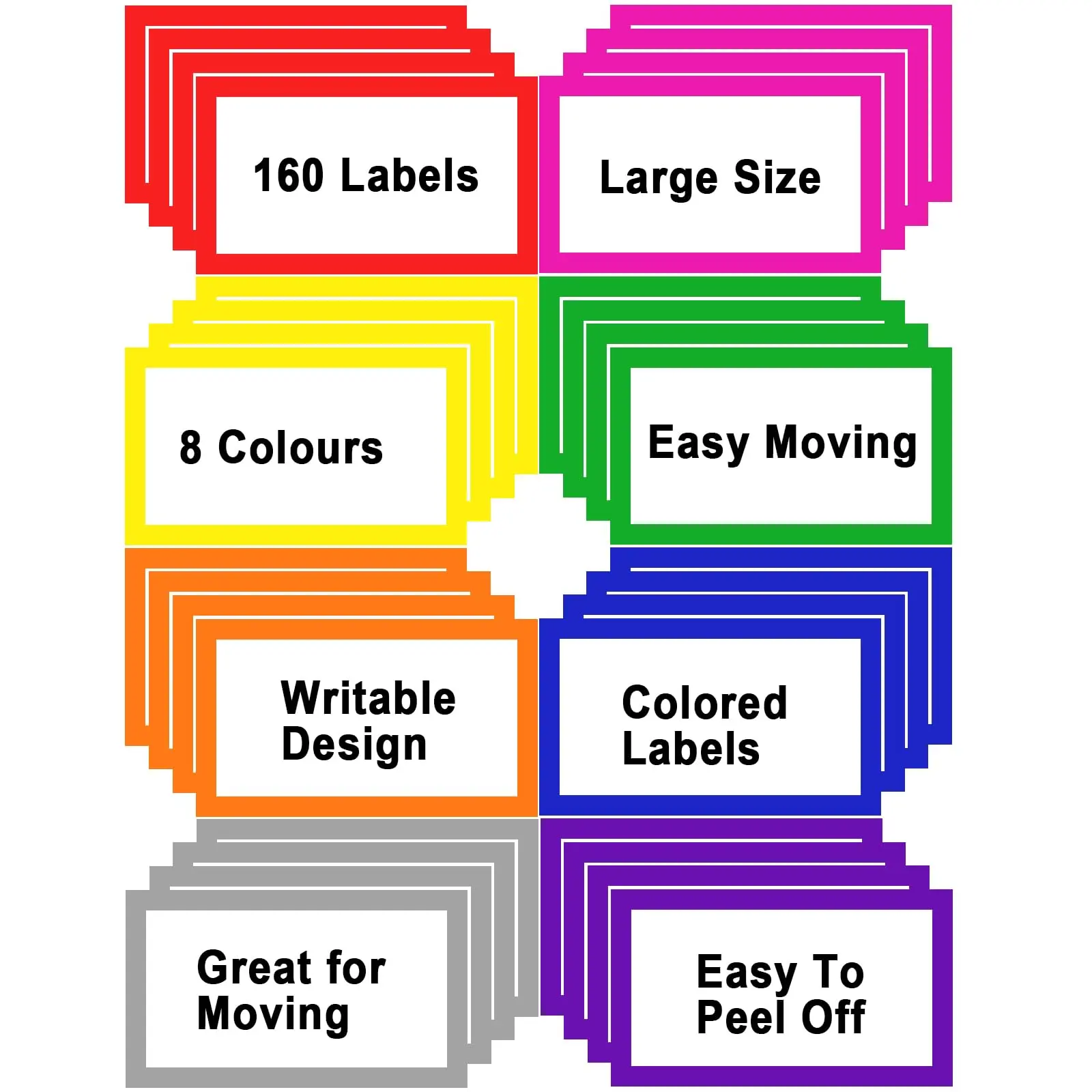 6 x 4 inch Large Moving Labels for Boxes, Blank Moving Boxes Labels Stickers, 160pcs 8 Color Coded Moving Stickers Packing Labels Stickers for Home Organization Projects, Kitchen, Storage Bins