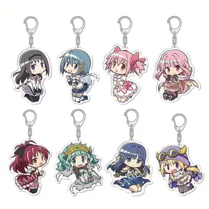 Anime Puella Magi Madoka Magica Keychain Kaname Akemi Homura Miki Sayaka Tomoe Mami Kyoko Key Chain - Cute Acrylic Cartoon Keychain, Funny Meme Character Charm for Keys, Bags, Backpack, Durable Gift for Fans & Collectors