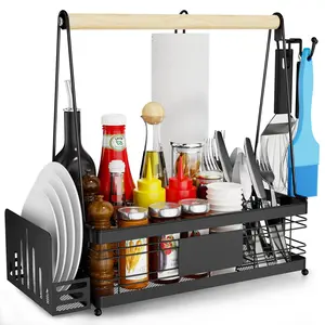 Grill Caddy with Paper Towel Holder and Plate Holder, Picnic BBQ Condiment Utensil Organizer Caddy for Outdoor Kitchen, Rv, Camping Accessories, Camping Essential, Camper Must Haves rotatingshoerackorganizer Racks Hanging