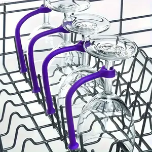 Adjustable Silicone Wine Glass Rack, Non-Slip Design, Dishwasher Safe, Space-Saving Home Bar, Kitchen, Entertainment Accessories