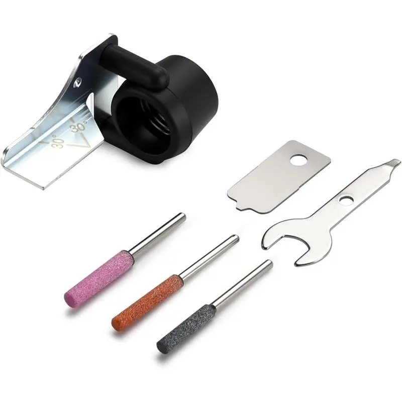 1453 Outdoor Tool Sharpening Attachment Kit with Grinding Stones and Angle Guide Attachment
