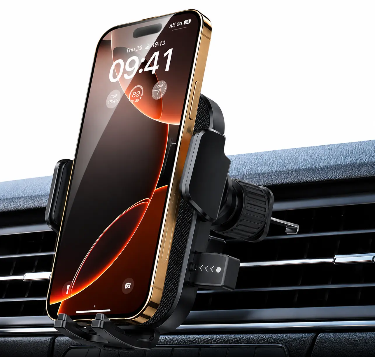 2026 Upgraded Car Phone Holder, Military-Grade Metal Hook Clip Air Vent Mount, 360° Ultra-Stable Gravity Auto Lock, Universal Cell Phone Car Mount Fit for iPhone 17 Pro Max 16 15 14 13 12 Samsung Android All Smartphones, Dark Black