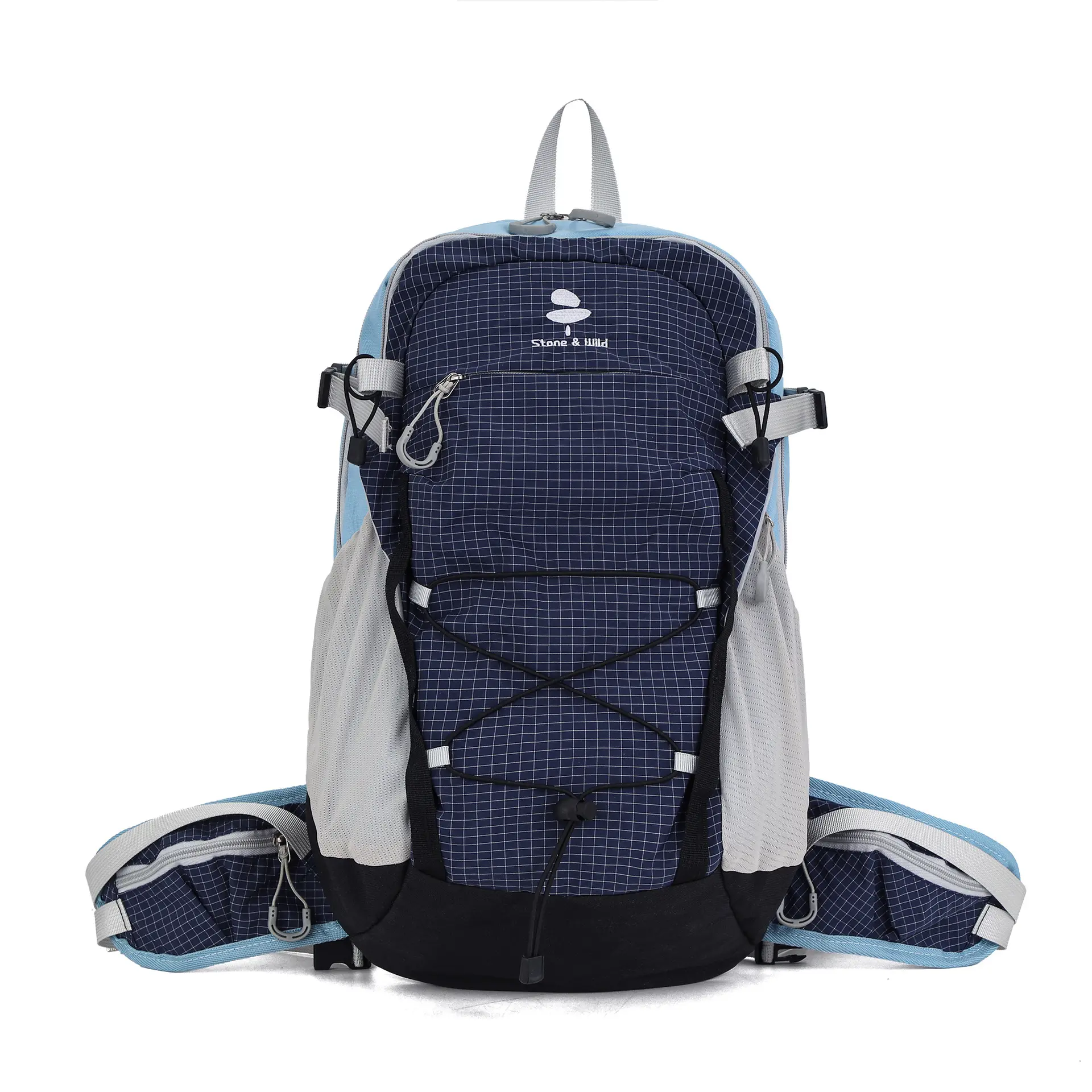 Lightweight Hiking Backpack, Outdoor Daypack with Multi-Pocket Storage, Mesh Side Pockets,Front Bungee & Waist Belt for Travel, Camping & Hiking