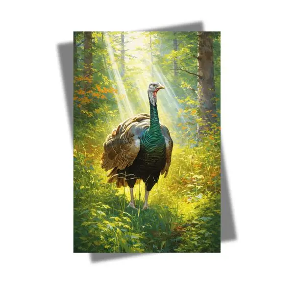 Wild Turkey Forest Poster Wall Art, Realistic Wildlife Bird Print for Cabin Lodge Decor, Nature Hunting Aesthetic Wall Art for Home Office Rustic Decor Gift