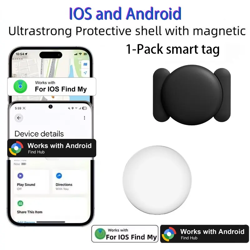 1/3/5PCS Dual System Global Tracking Smart Tracker for iOS and Android, Magnetic Protection Case, No Monthly Fee, Replaceable Battery, for Car, Bike, Motorcycle, Backpack, Luggage