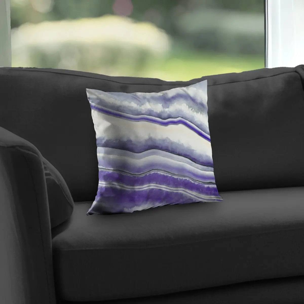 360 Stand 14x14 in. Geode Print Twill Weave Poly Throw Pillow - Abstract Purple Hue, Soft Touch Cushion, Home Decorative Cushion for Contemporary Home Settings, Art-Inspired Standard Pillows, Comfy Cushions, Creative Decorative Cushion