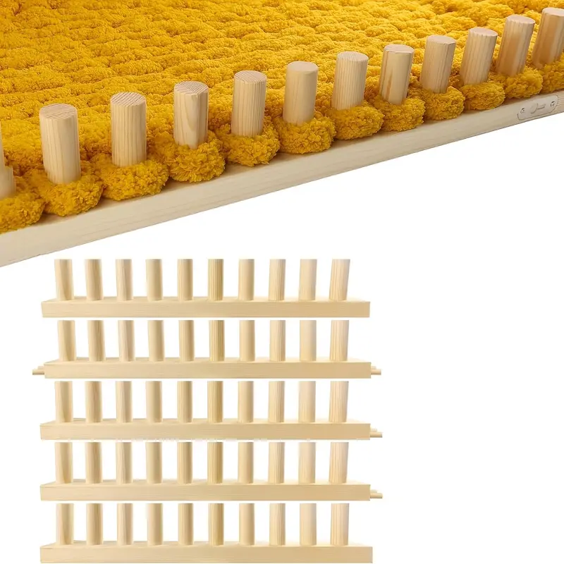 79 In Handmade Knitting Loom - Solid Wood Portable Lightweight Travel-Ready Frame, Chunky Yarn Compatible, Beginner-Friendly Kit, Easy Wrap-Loop-Pull Operation, Sturdy Durable with Smooth Polished Pegs, Shortens Blanket-Making Time, Couch Leisure Gift
