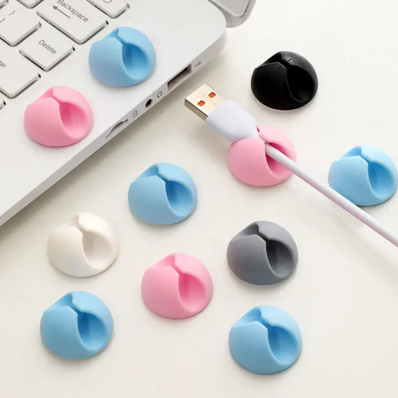 4 Counts Data Cable Fixers, Multipurpose Self-Adhesive Cable Organizers for Tidy Charging at Home & Office, Charging Cable Management, Office Accessories, Desktop Organizer for Home Office