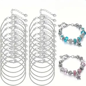20pcs 6.29inch Charm Snake Chain Bracelet Set, Adjustable Snake Chain Bracelet with Lobster Clasp Extension Chain, Suitable for Women's DIY Jewelry Making Materials manual tools