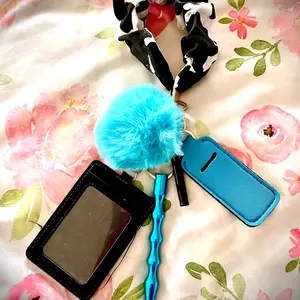 Key Fob Wristlet Aqua Cow