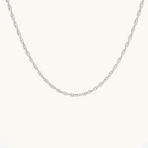 14k White Gold 20-Inch Rope Chain for Women - Durable and Stylish Layering Jewelry