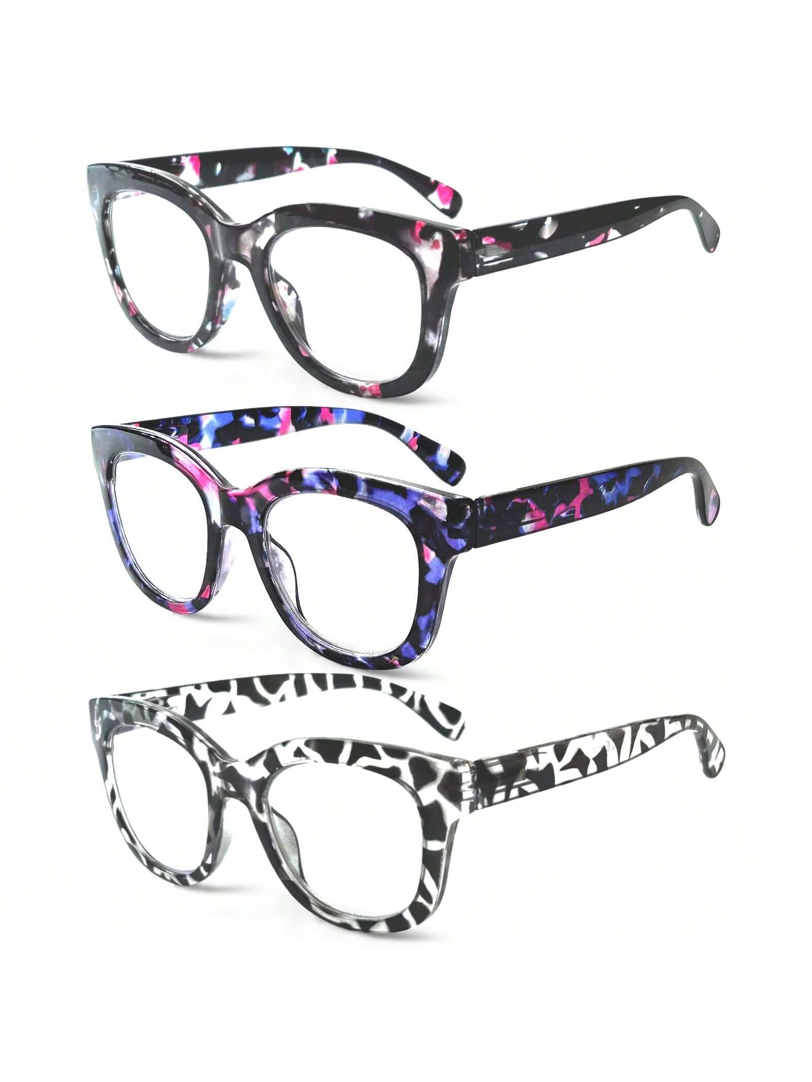 COJWIS 3 Pack Oprah Style Reading Glasses Blue Light Blocking Computer Readers Fashion Quality with Spring Hinge Eyeglasses for Men and Women