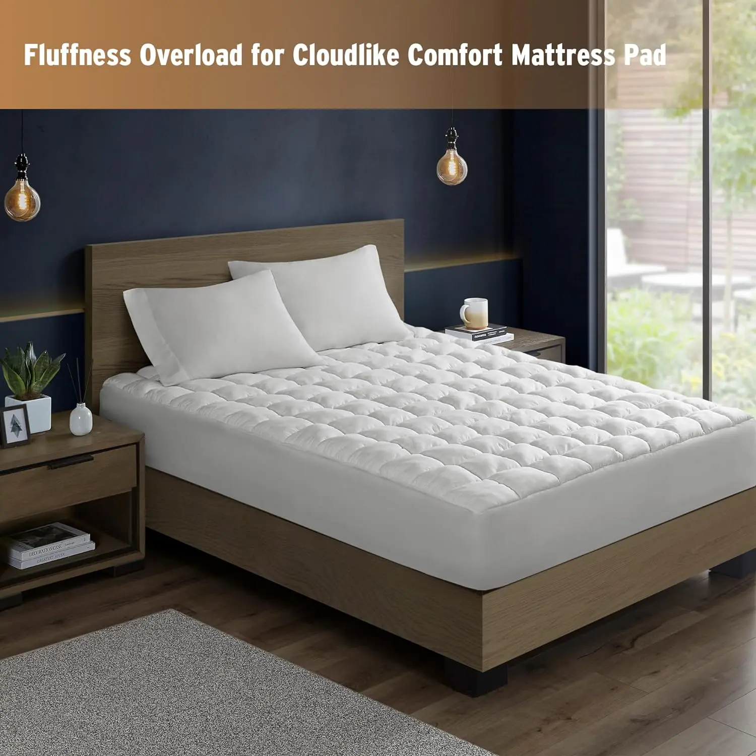 Intelligent Design Bedding Mattress Topper - Overfilled Loft Down Alternative Filled Mattress Pads, Toppers & Protectors, High-Density Even Distribution Fill, 3D Puff Box Quilting, Soft Microfiber Cover, 18" Deep Fitted Pocket, Cloudlike Look Bed Upgrade
