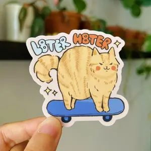 Skateboard cat vinyl sticker