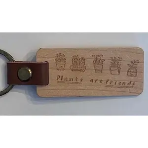 Wood Engraved KeyChain Pick Your Style
