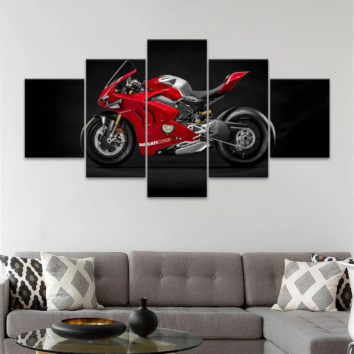Motorcycle Pattern Canvas Painting, Unframed Art Print, 5 Counts/set Modern Cool Design Wall Art Painting, Wall Art Decor for Home Living Room Bedroom Office, Ornaments, Decoration
