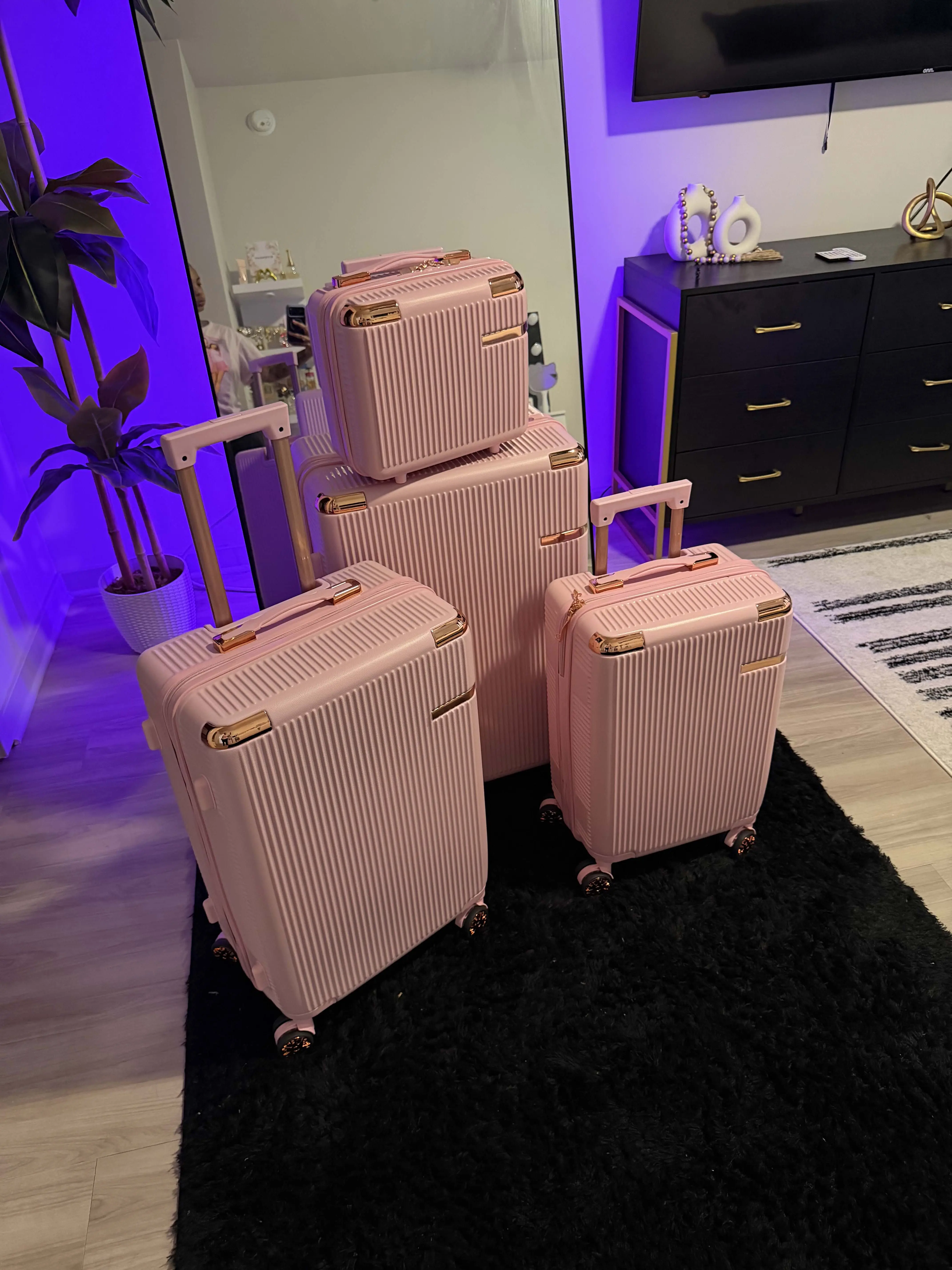 4-Piece Hardshell Luggage Set,Scratch-Resistant Suitcases with Multi-directional Wheels and Telescoping Handle,carry on luggage with wheels，luggage bags for travel,Carry On Roller