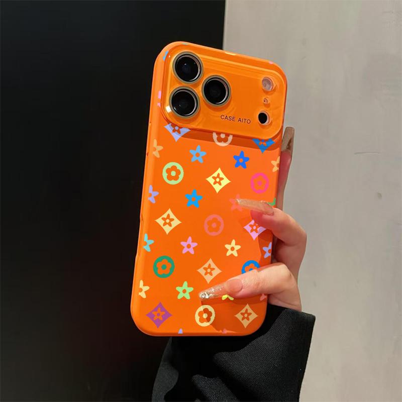 Trendy unique colorful Monogram Pattern Solid Color Phone Case with Ultra Skin friendly Touch, All Inclusive Lens Phone Case Suitable for Apple 17 16 15 14 13 12