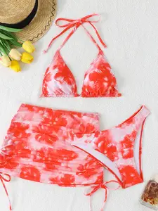 Women's Fashion Split Bikini Three-Piece Set, Stylish Swimwear for Summer, Comfortable and Trendy Beach, Perfect for Poolside Fun, Bikini Beachwear