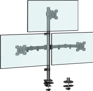 Triple  Stand, Height Adjustable  Desk Mount Fit for 17 to 32 Inch Computer Screens, Stacked Monitors Arm for 3 Monitors, with C-Clamp and Grommet Base, up to 17.6lbs per Arm