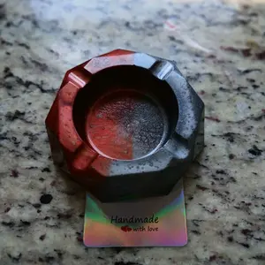 handmade gray and copper ashtray
