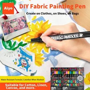 Professional Fabric Marker Pen Washable Non-Sticky Colorful Hand Drawn DIY Marking Pen Waterproof No Fading Textile Pen